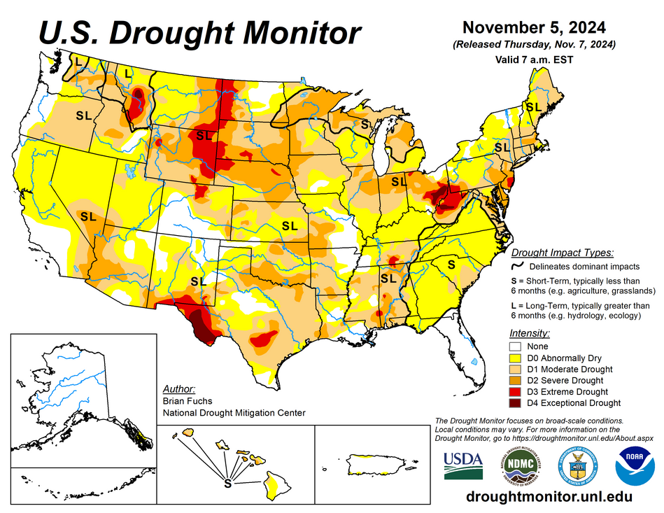 nov 5 us drought monitor map